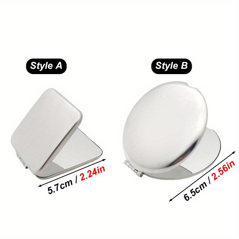 1PC Portable Women Stainless Steel Makeup Mirror Hand Pocket Folded-Side Cosmetic Make Up Mirror Small Various Shapes