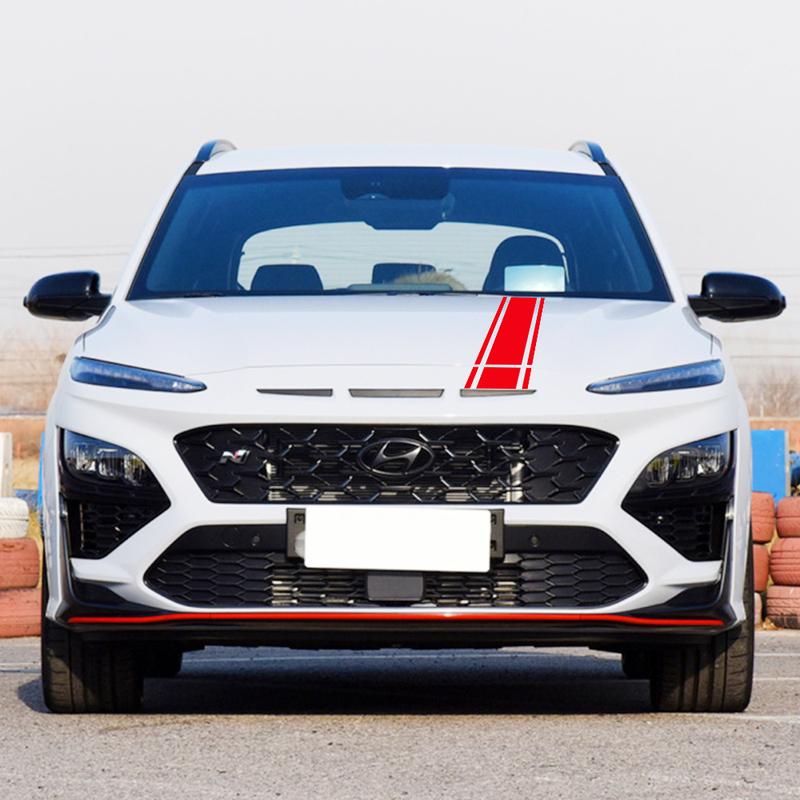 For Hyundai Kona Hybrid N Line Car Hood Bonnet Sticker Electric Graphics Stripes Kit Vinyl Film Decor Decal Auto Accessories