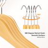 20pcs Non-Slip Wooden Clothes Hangers with Grooves, Solid Wood Drying Rack for Wardrobes, Bedrooms, Clothing Stores