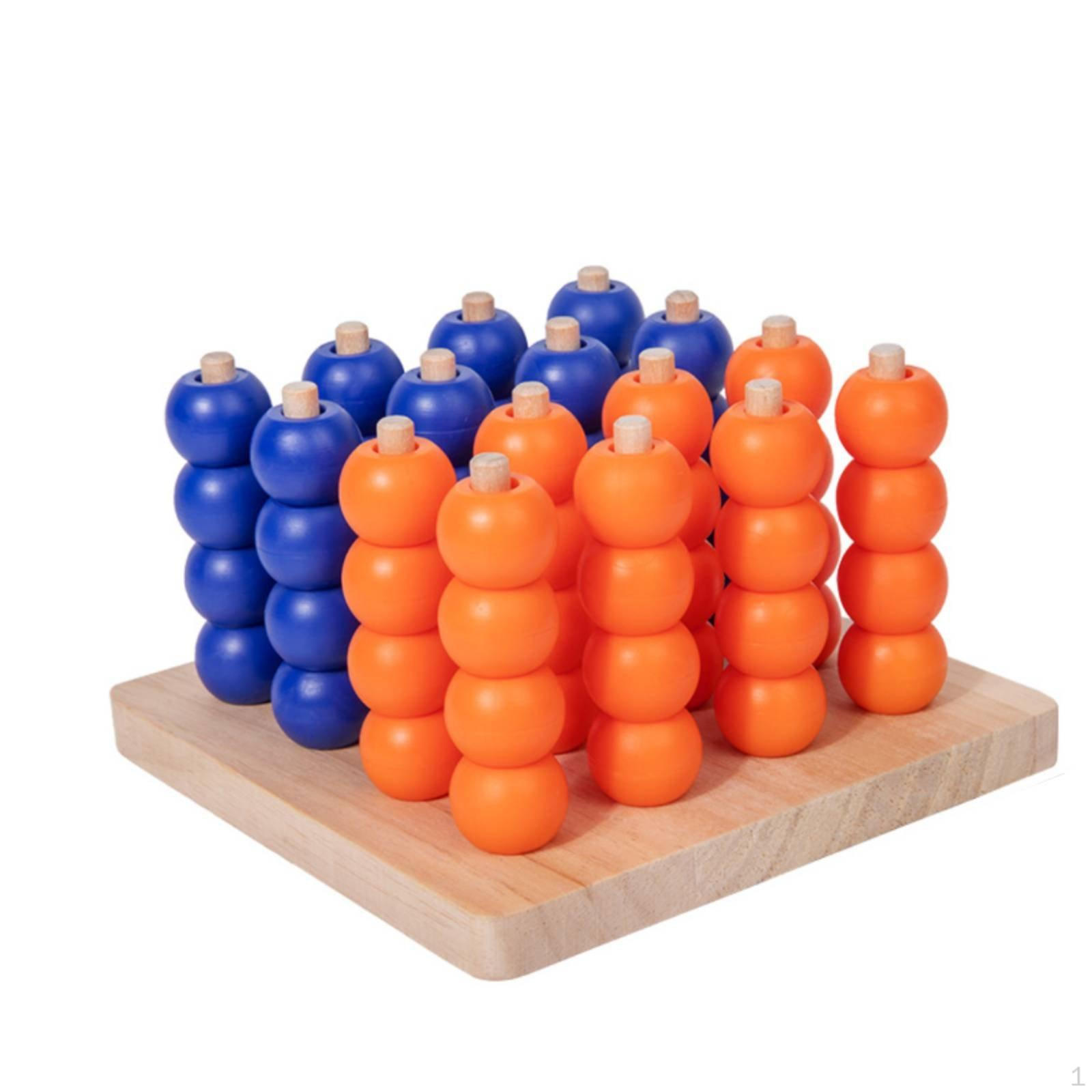 64 Pieces Wooden Four in a Row Parent Child Interaction 3D Game Early Educational