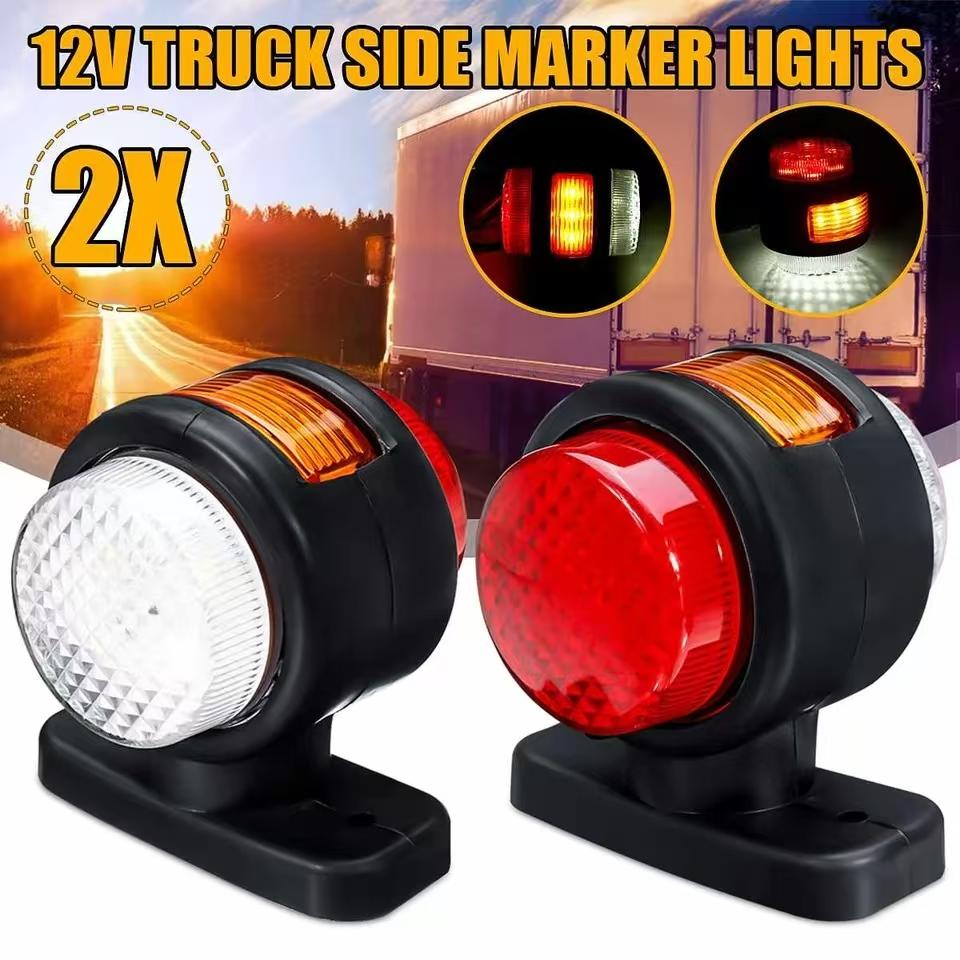 2 Stück Drei Seiten LKW Licht Anhänger Seitenmarkierungslicht LED Bremslicht Standlicht Blinker LED Warn-Rücklicht