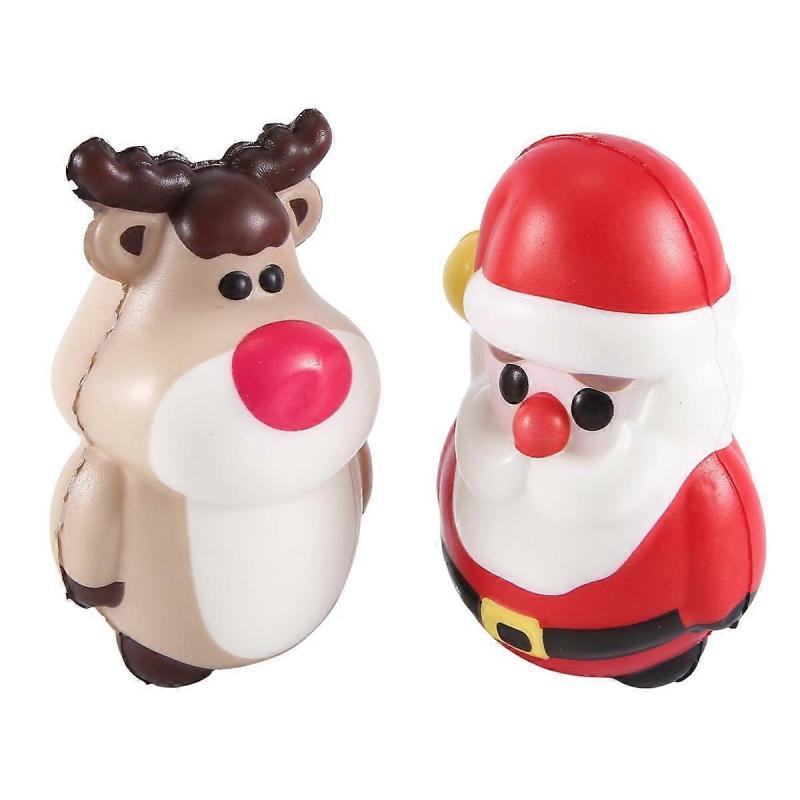 4 Stück PU Squishy Anti-Stress-Abbau Spielzeug Puppe Rentier Weihnachtsgeschenk Langsamer Rückprall Antistress Squee