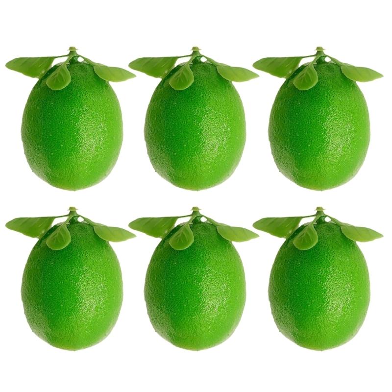 

6Pcs Realistic Faux Lemons Replicas for Kitchen Display Washable Artificial Fruit Photography Props Party Decoration зелёный