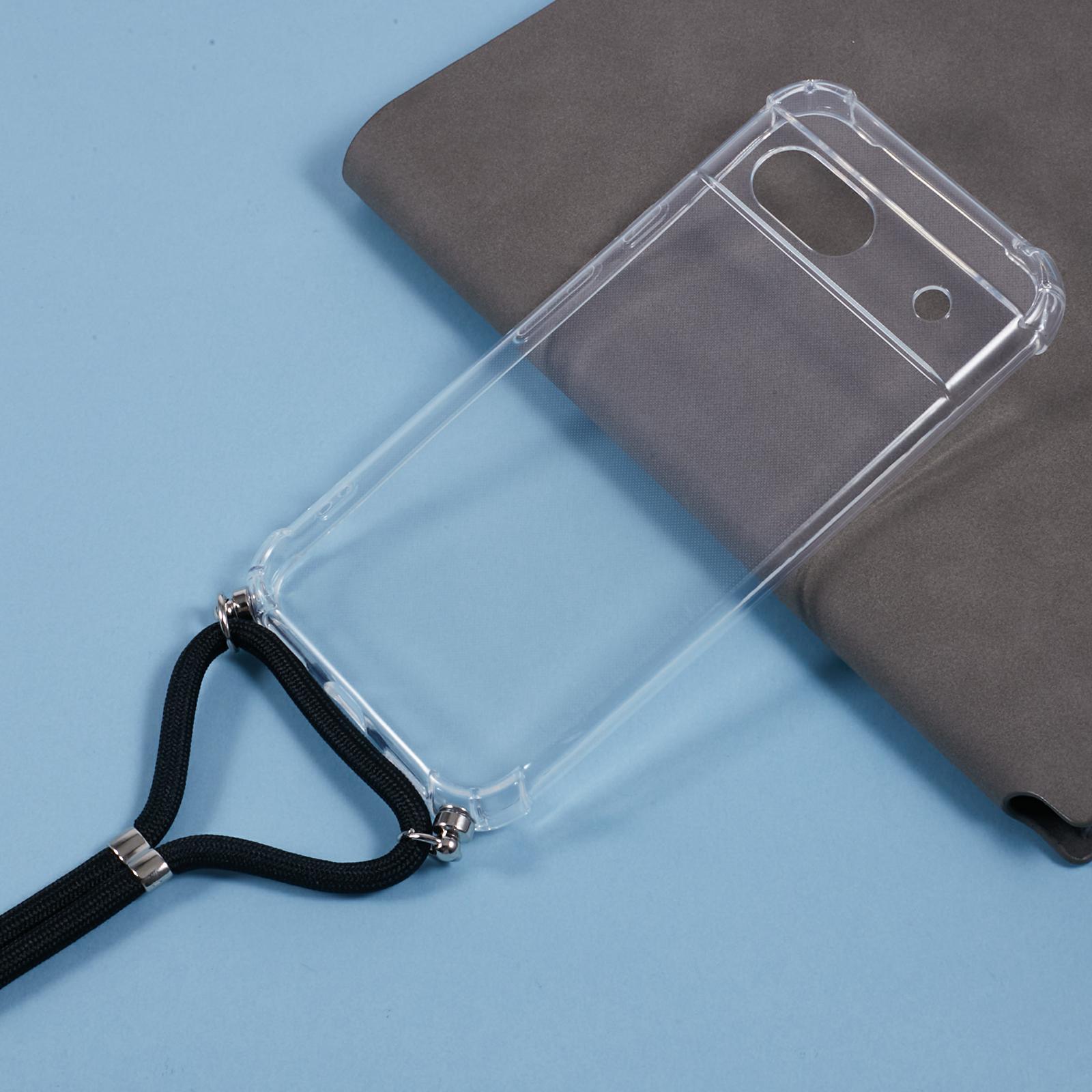 

For Google Pixel 8a Case Reinforced Corner TPU Clear Phone Cover with Lanyard A