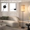 Modern Floor Lamp with Faux Linen Shade and Foot Switch, for Living Room and Bedroom, Metal, Black