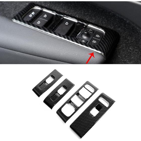 for Volvo XC40 2018-2020 Carbon Fiber Window Switch Lock Car Interior Frame Sticker Car Decoration Accessories(Carbon Fiber)