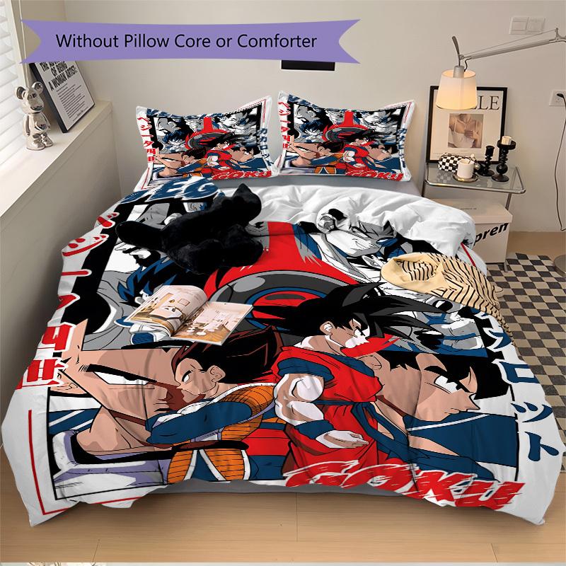 3pcs Vegeta, Goku Bedding Set. Soft and Comfortable with No Core Included (1x Duvet Cover + 2x Pillow Covers) yy251031032