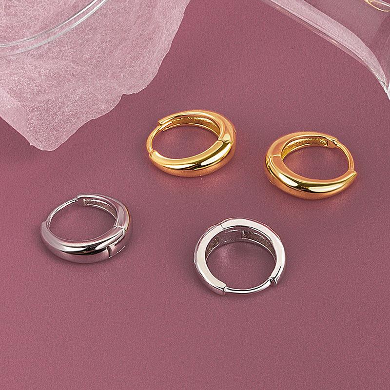 S925 Sterling Silver Minimalist Geometric Hoop Earrings Versatile Female Ear Buckles for Party Personalized Silver Jewelry