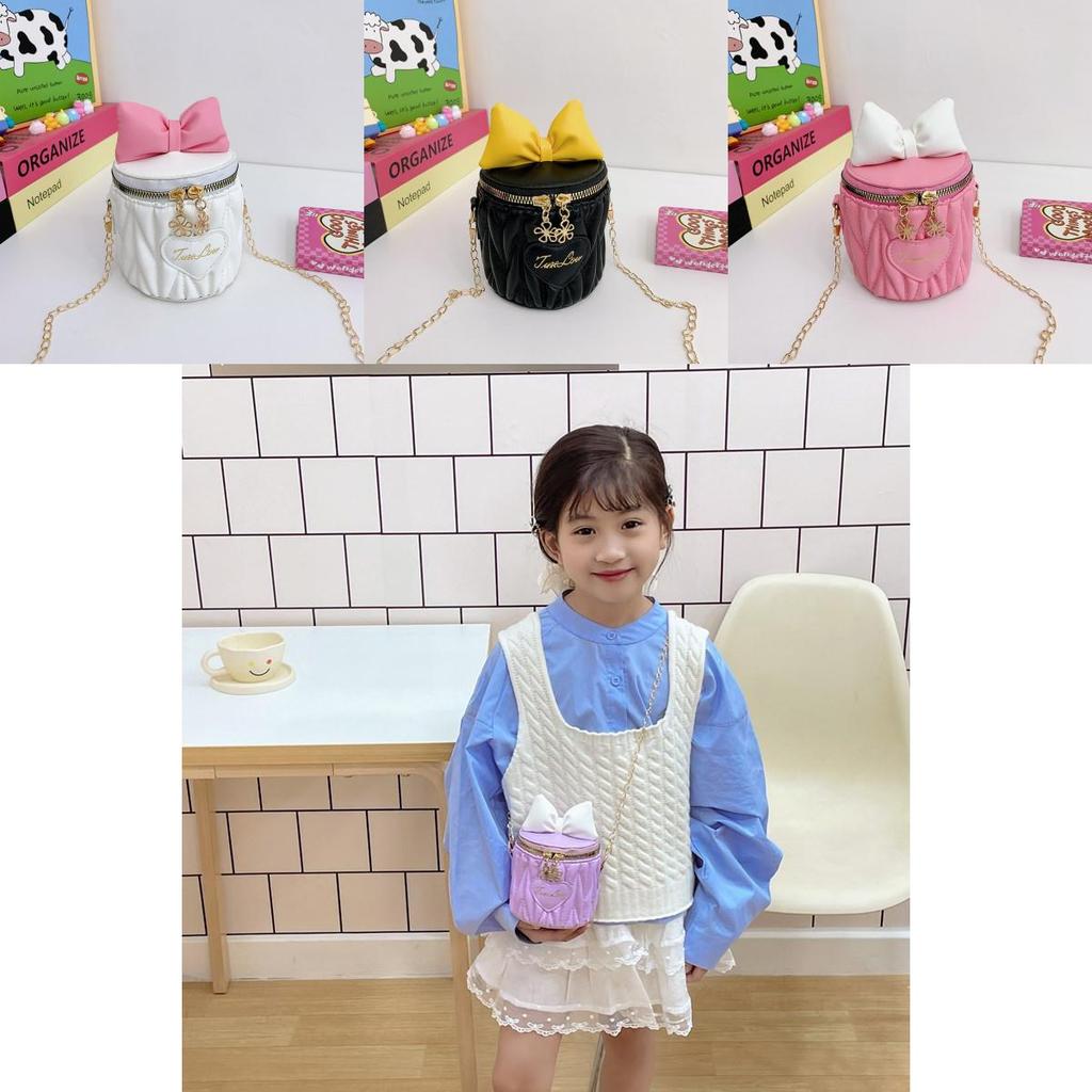 Children Cute Butterfly Knot Pu Water Bucket Bag For Daily Casual Use
