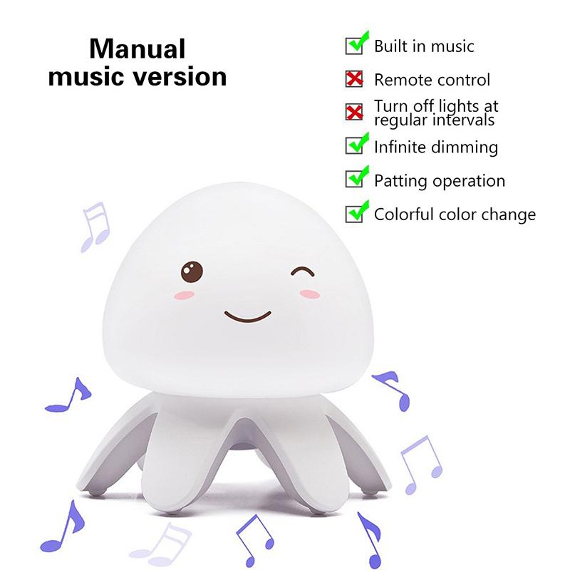 

Светодиодная лампа-медуза из силикона, USB-зарядка, музыка, диммирование, красочный сенсорный светильник, сон с силиконовым ночником