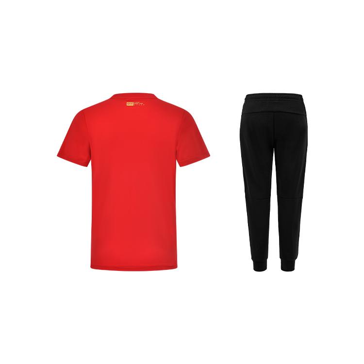Li-Ning High-Quality Quick-Dry Pullover Top And Comfortable Durable Jogger Pants Casual Sports Set Unisex Sportswear Red Black AHSS983-2+AKLTC39-1