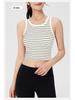 Women's Spring/Summer Slim Fit Striped Tank Top with Chest Pads - Round Neck Camisole Bra