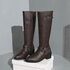 Stilvolle Damen Kniehohe Reitstiefel Mit Schnallen-Detail Für Herbst Und Winter