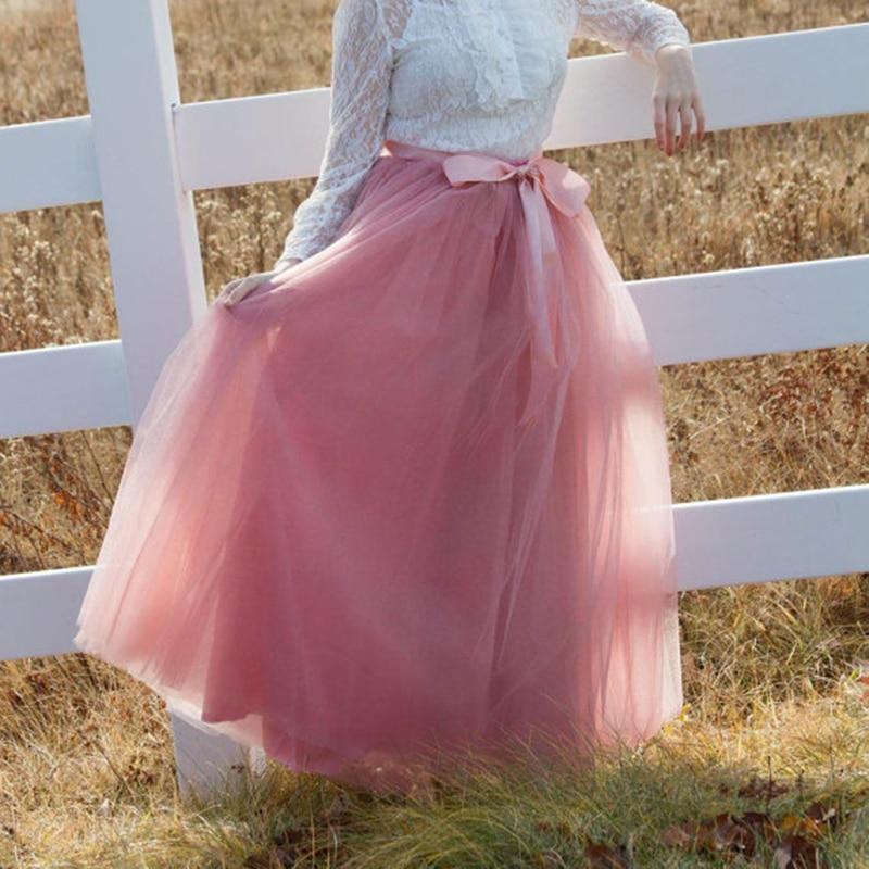 

Спідниця для випускного Qooth Жіноча Вечірня Тюлева Спідниця-бальна сукня Faldas Mujer Пояс-краватка Спідниця-пачка QT2178 Free Size рожевий