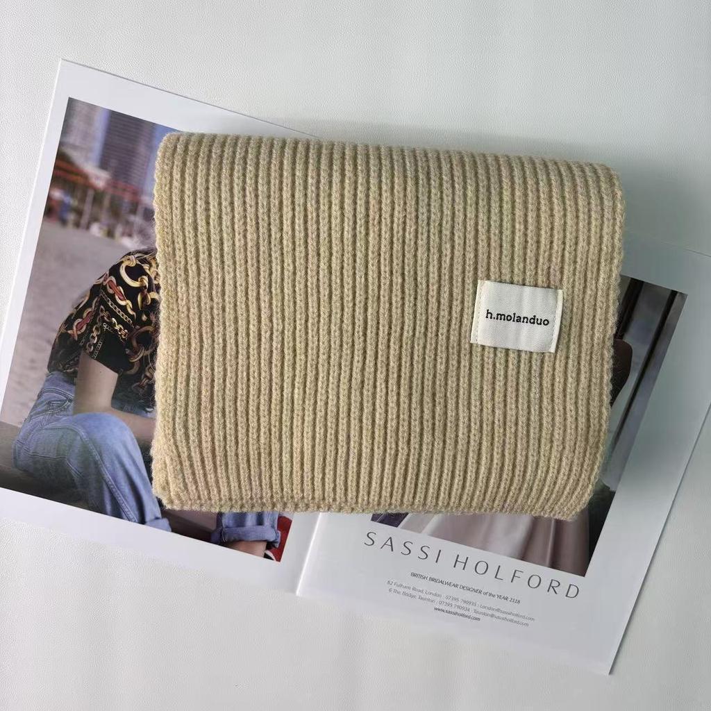 Korean Style Cozy Knitted Wool Scarf for Women - Winter Warmth with Versatile Neck Protection & Couple-Friendly Design