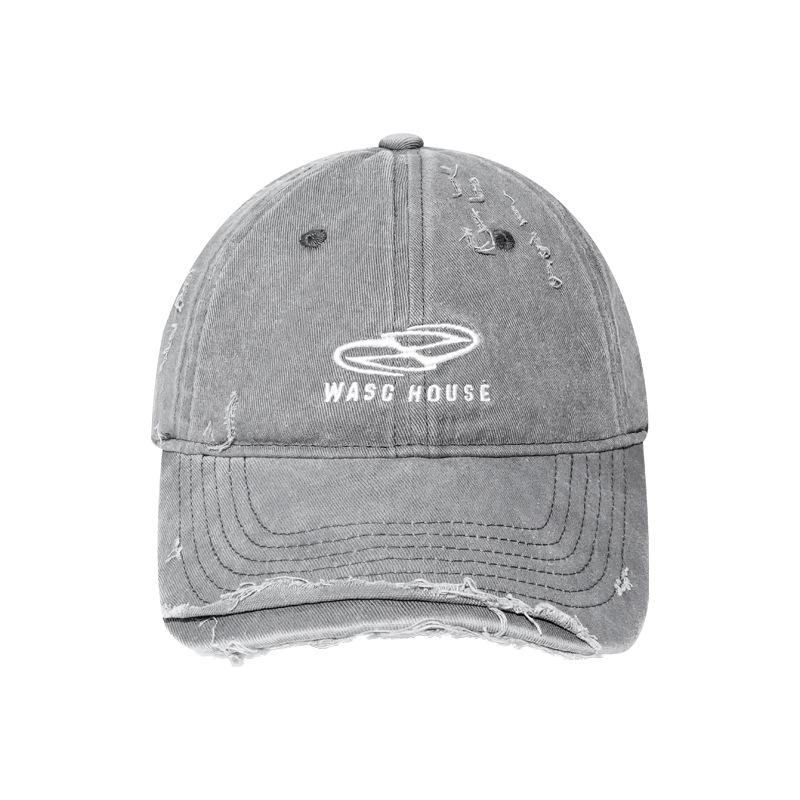 Hat Men's Street Old Ripped Denim Baseball Cap Women's Trend Brand Letter Embroidery Cap Big Head Circumference