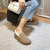 Lässige Lammwoll-Slipper Damen Flats Riemenschuhe Winter Pelzschuhe Damen Baumwoll-Mokassins Warme Schlupfstiefel aus Schafsfell