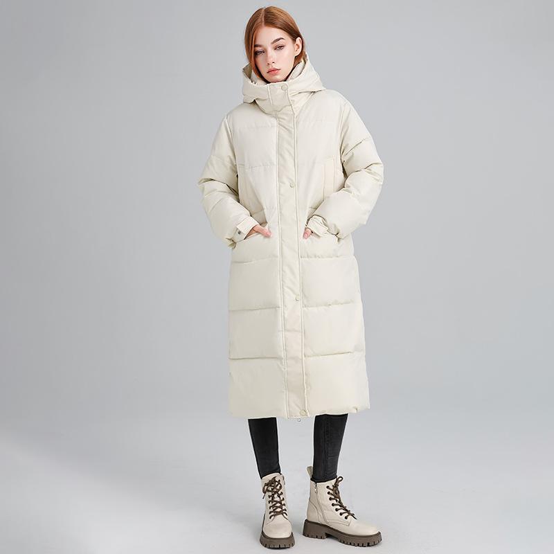 

New Fashionable and Versatile Long Over-knee Hooded Cotton Jacket for Winter Loose and Thick Warm Cotton Jacket M