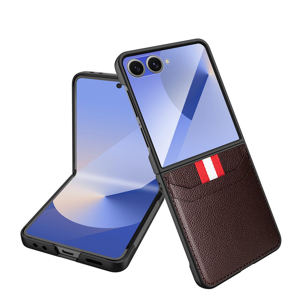 For Samsung Galaxy Z Flip 7 Case Luxury Lichee PU Leather Skin Card Protective Back Cover Case For Samsung Z Flip 7 6 5 4 Shell