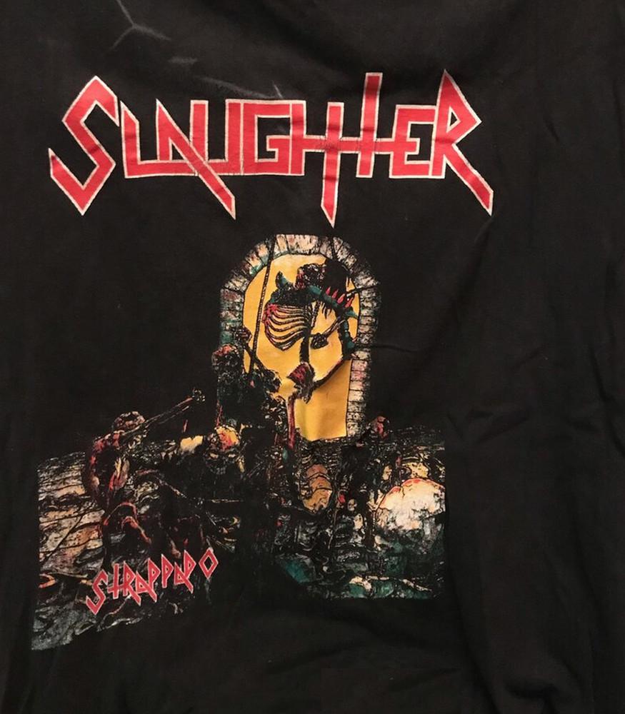 Винтажная черная футболка рок-группы Slaughter Все размеры Унисекс футболка XZ891 Унисекс футболка S