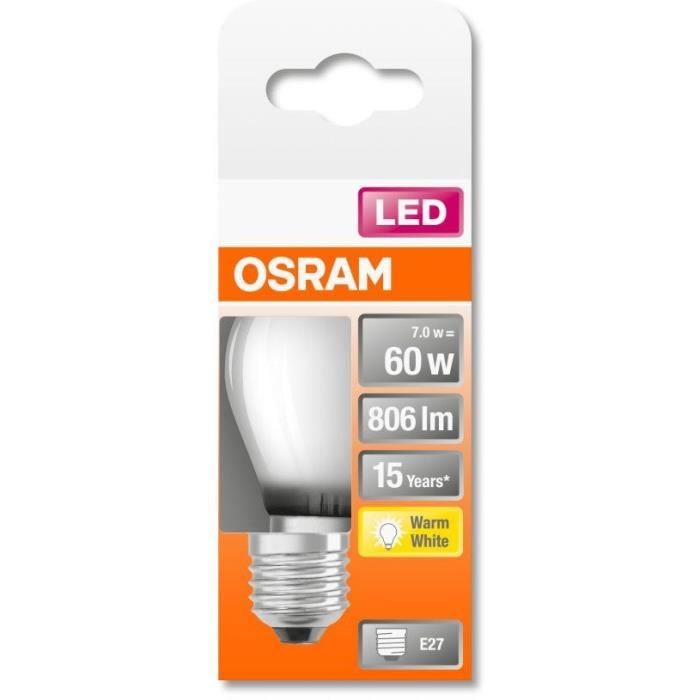 OSRAM Ampoule LED Sphérique verre dépoli 7W=60 E27 chaud