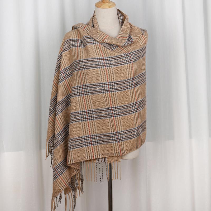 Winter Cashmere Plaid Scarf Design Women Warm Shawl Wraps Soft Pashmina Men Long Tassels Scarves Thick Blanket Foulard Bandana