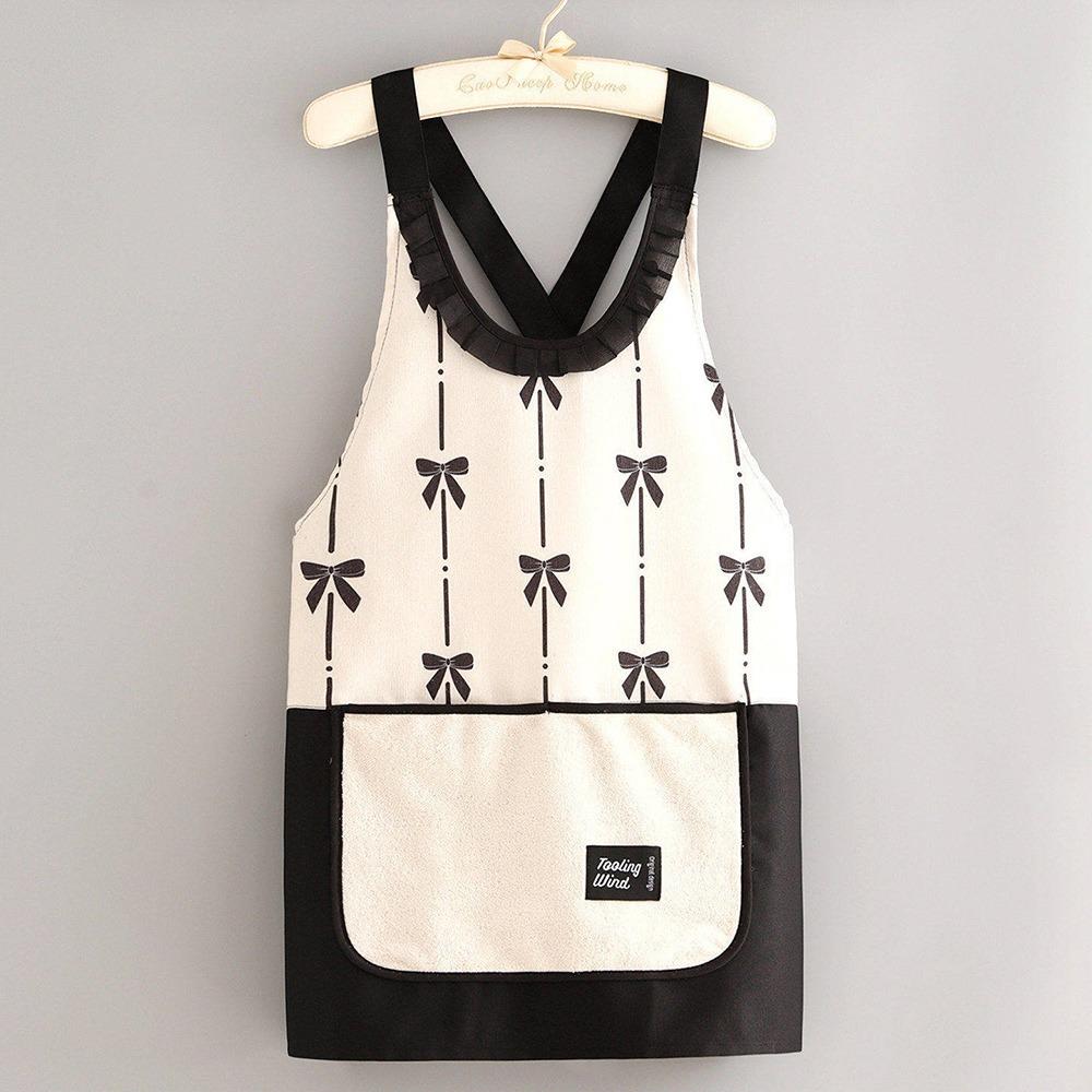 Waterproof Kitchen Apron Bowknot Catering Work Clothes Simple Chef Apron  for Home Kitchen 02
