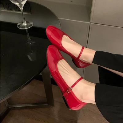 Chaussures de ballet Mary Jane à bout rond pour femmes, chaussures plates en cuir brillant pour danse, ballerines, fête, bal, mariage
