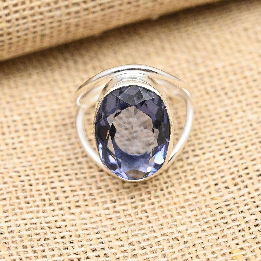 Iolite Gemstone Ručně vyráběné 925 Sterling Silver Prsten šperky na Vánoce