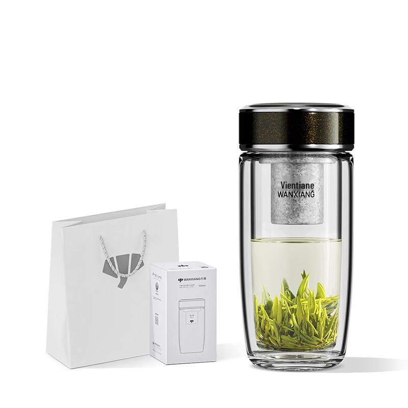 Vientiane Titanium Silver Antibacterial Double-Layer Glass Tea Cup