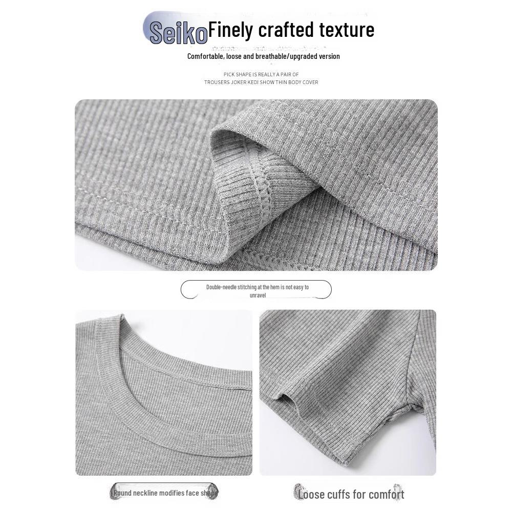 Women's Summer Square Collar Short Sleeve Fitted T-shirt