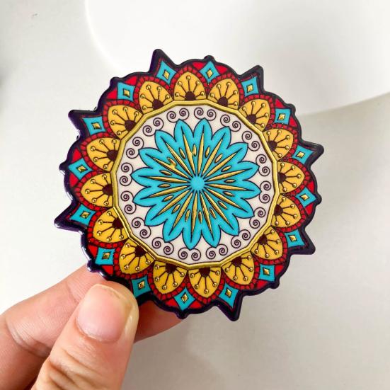 Retro Etnisk Blomst Kjøleskapsmagnet DIY Hjemmekontor Kjøkken Skap Kjøleskap 3D Vintage Fargerik Blomst Magnetisk Dekorasjon Ornament