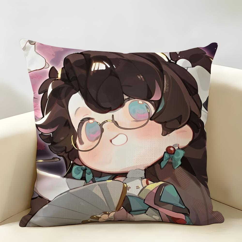 Q Version Wuthering Camellya Cushion Cover Natural Linen Organic Fabric DoubleSided Printing Room Sofa Decor Pillow Case