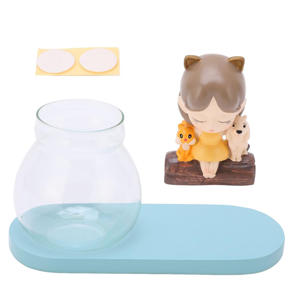 Växtvas Flicka Sittande på Stav Design Enkel Stil Hydroponisk Vas för Skrivbord Fönster Hylla Dekoration