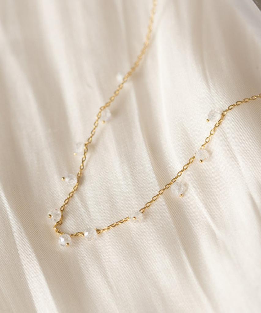 Alleun Silver 925 Chain Gemstone Choker Silk Mini Silver Necklace