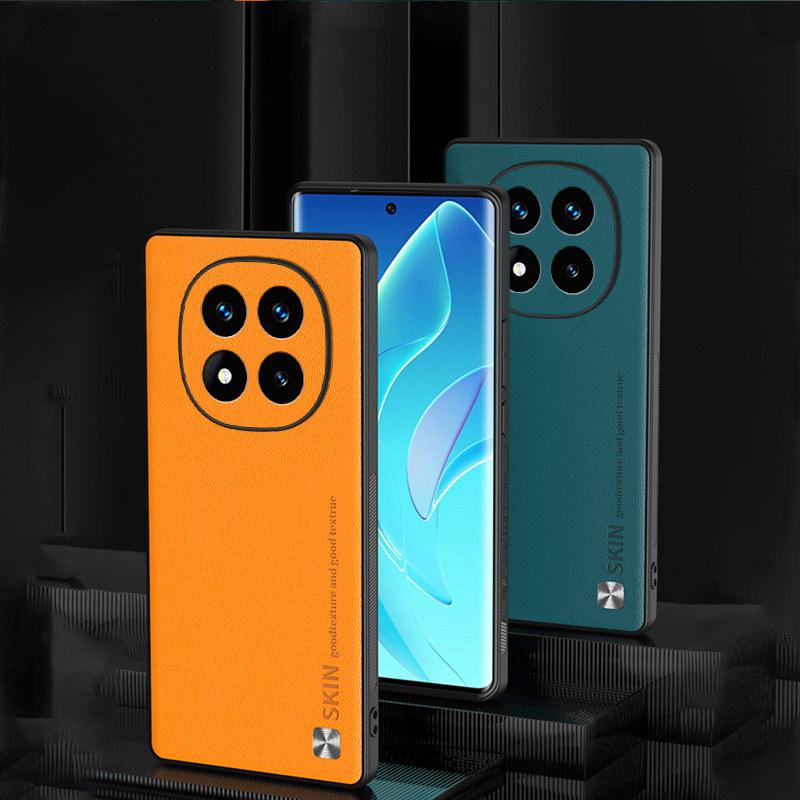 Applicable to Redmi note14pro mobile phone case lens all-inclusive square plain leather soft case anti-drop protective case CD pattern