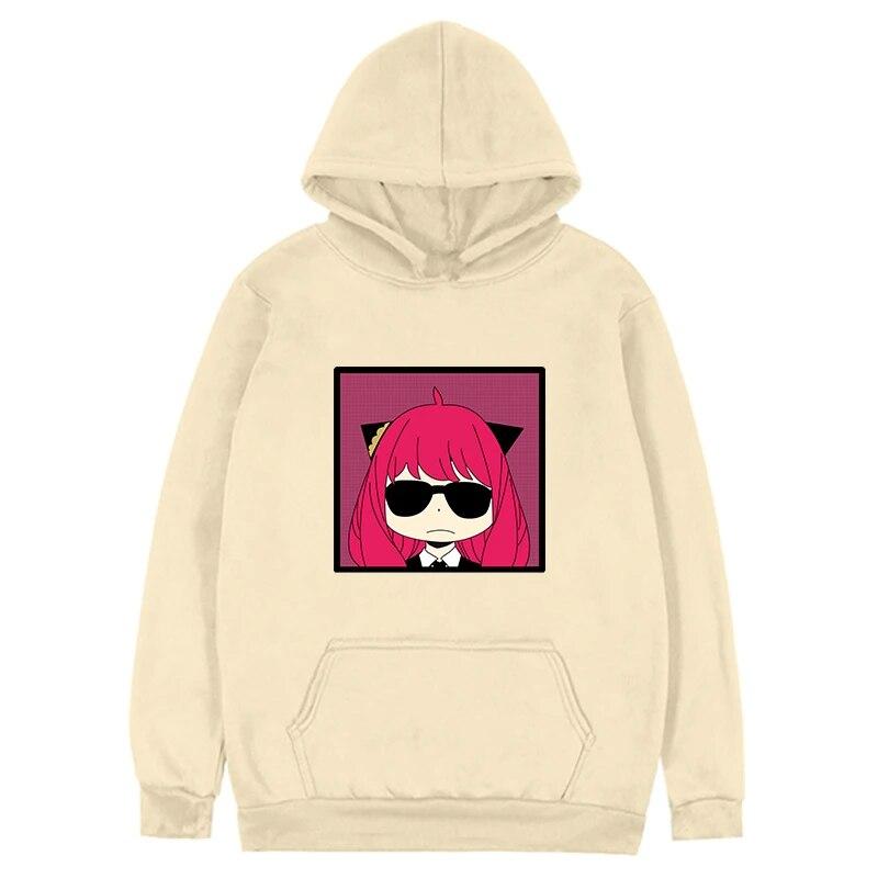 Kawaii Spy X Family Толстовка японская унисексга милая Anya Forger с капюшоном флисовая женская унисекс осенне-зимняя теплая толстовка L
