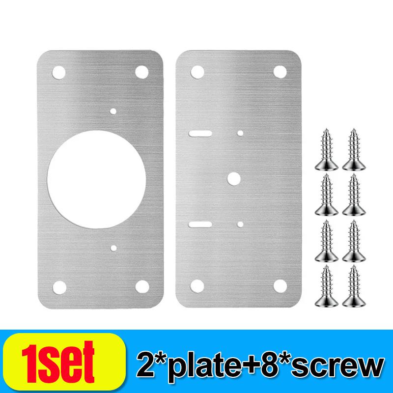 Stainless Steel Hinges Fixing Plate Kit Cabinet Door Hinge Repair Fixing Bracket Plates Bracket With Mounting Hole Home Hardware