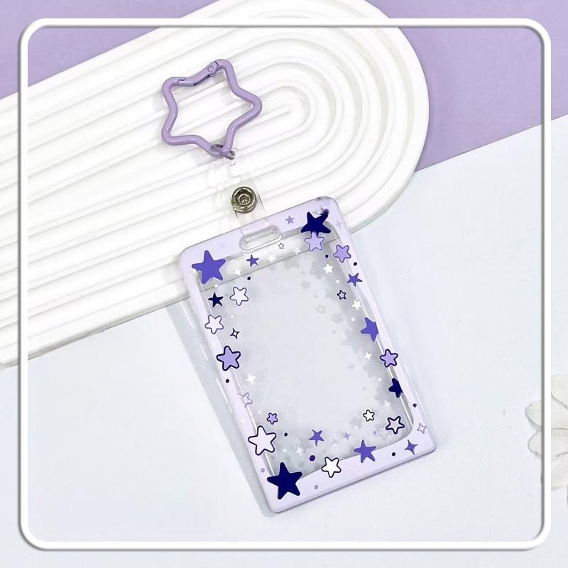 Star Sliding Cover Card Holder Transparent Portable Id Protector Kpop Photocard Photo Case Student School Card Bus Card Holder