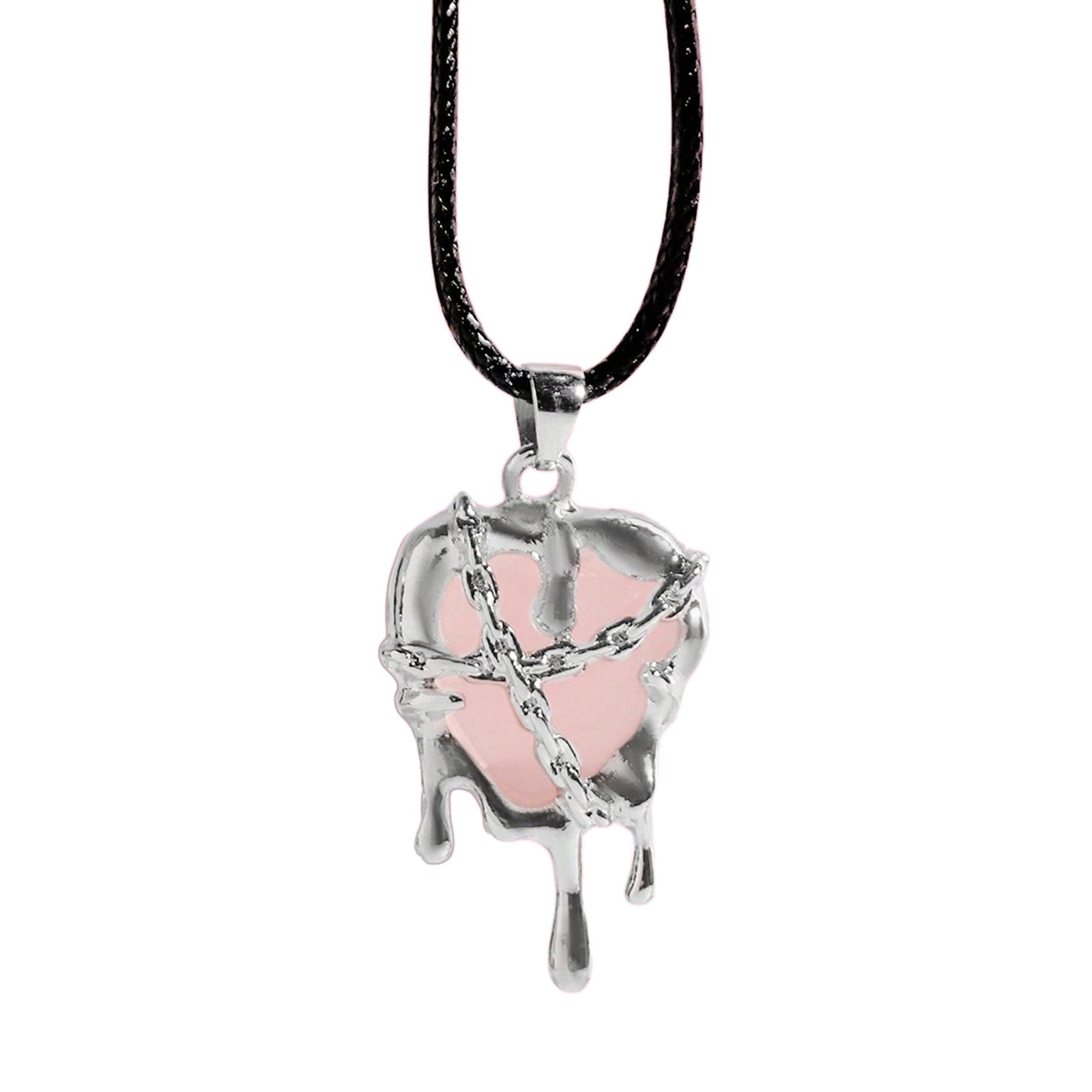 

Панк Винтаж Необычное Кристальное Сердце Ожерелье для Женщин Мужчин Кожаный Шнурок Цепочка на Ключицу Хэллоуин Ювелирные Изделия Аксессуары розовый