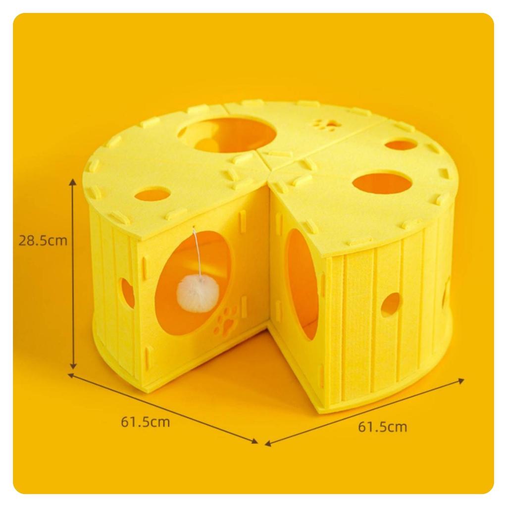 Cheese-Castle Tunnel Multiple Openings Interactive Feline Low-Height