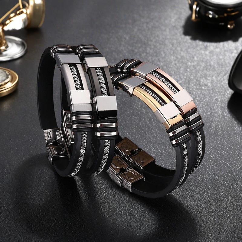 Men's Hip-Hop Titanium Steel & Silicone Bracelet