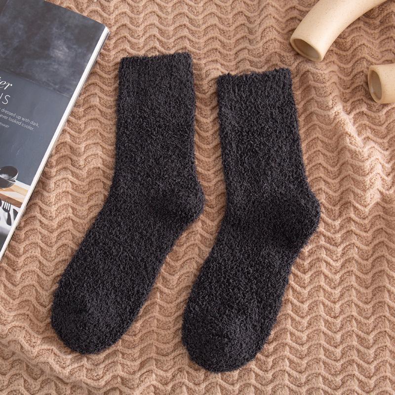 

5/10 пар однотонных мужских носков до середины икры, осенне-зимние утолщенные теплые носки для пола, для дома, не линяющие носки из кораллового флиса, удобные 5 Pairs