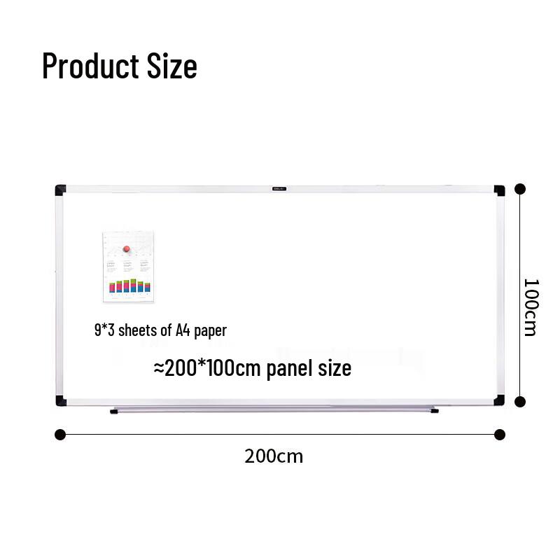 Deli Magnetic Wall-Mounted Whiteboard 200x100cm