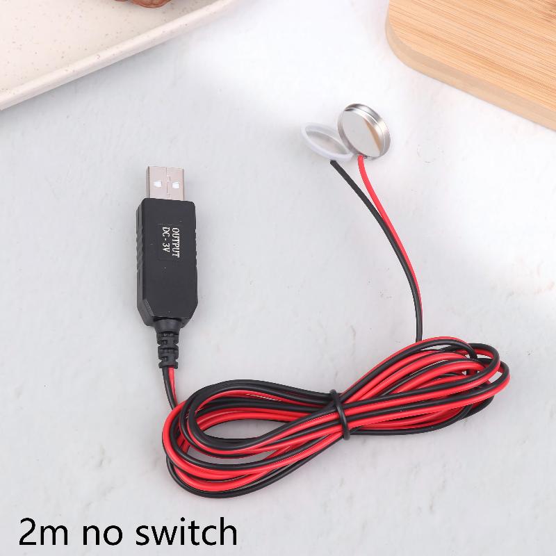 

Usb To 3V Cr2032 Fake Battery Charger Cord With Switches Power Supply Cable For Watch Microphone Toy Remote A3 2m no switch