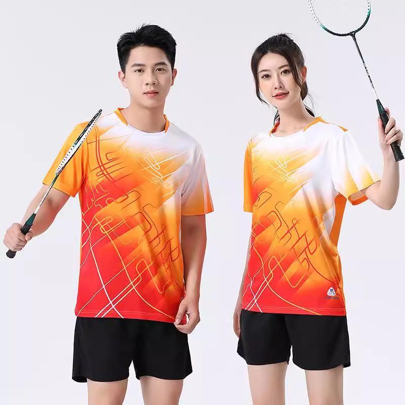 Quick-Dry Badminton Shirt Set Men Women Sportswear With Double Pockets Breathable Athletic Top