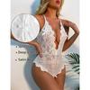 Sexy Lace Backless Deep V One Piece Lingerie for Women with Diamond Heart Design Erotic Teddy Intimate Wear in Four Styles