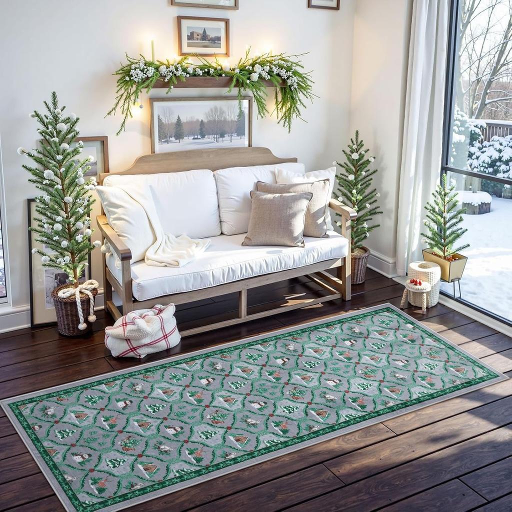 Runner Rug Corridor Carpet Non-slip Machine Washable Foldable Floor Mat Christmas Carpets Long Size Home Decoration Mats
