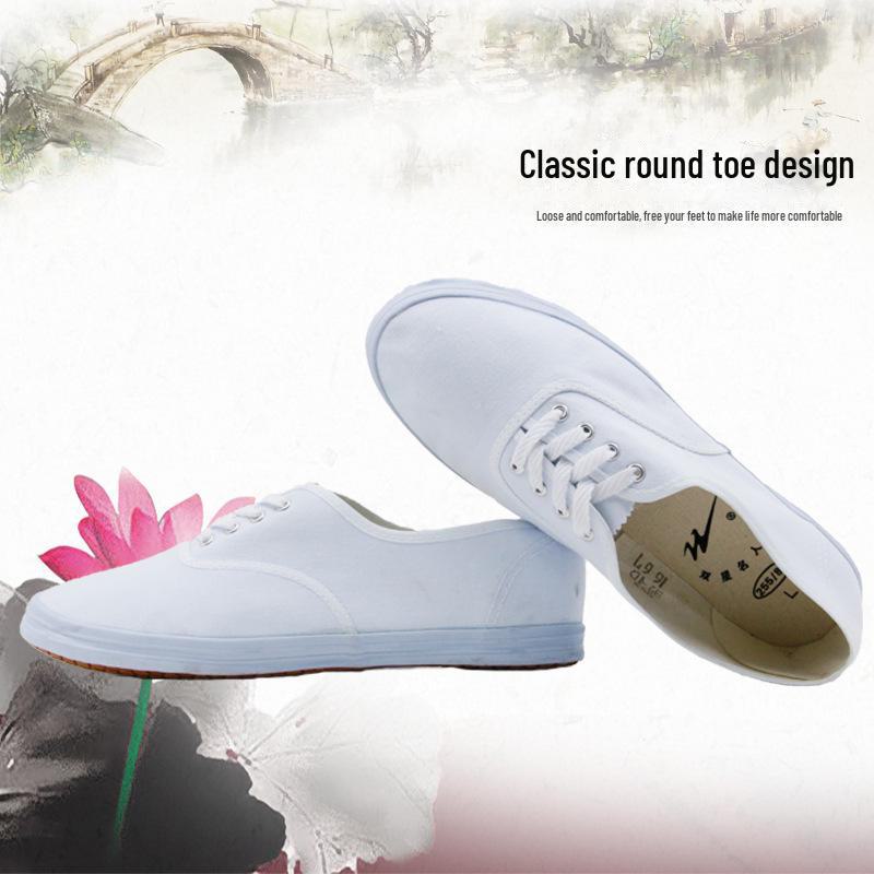 Double Star Unisex Witte Low-Top Canvas Schoenen - Casual Platte Sneakers voor Dames, Heren en Studenten, Ideaal om mee te hardlopen.