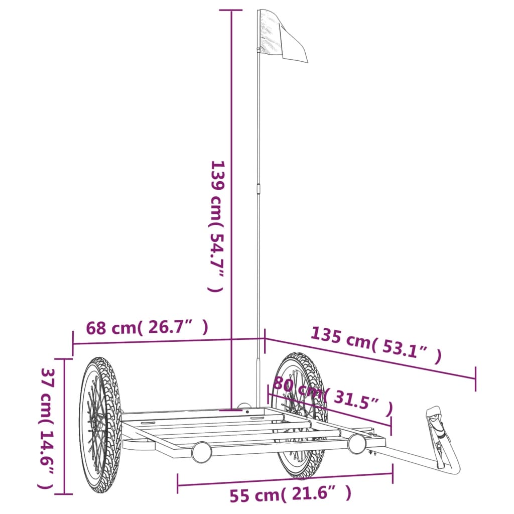 Bicycle Trailer Black 135 x 68 x 37 cm Iron